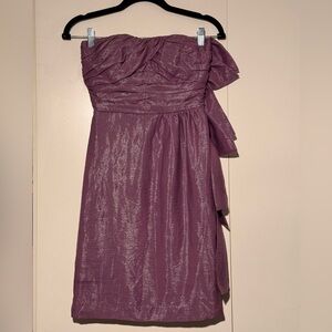 Metallic Pleaded Strapless Dress